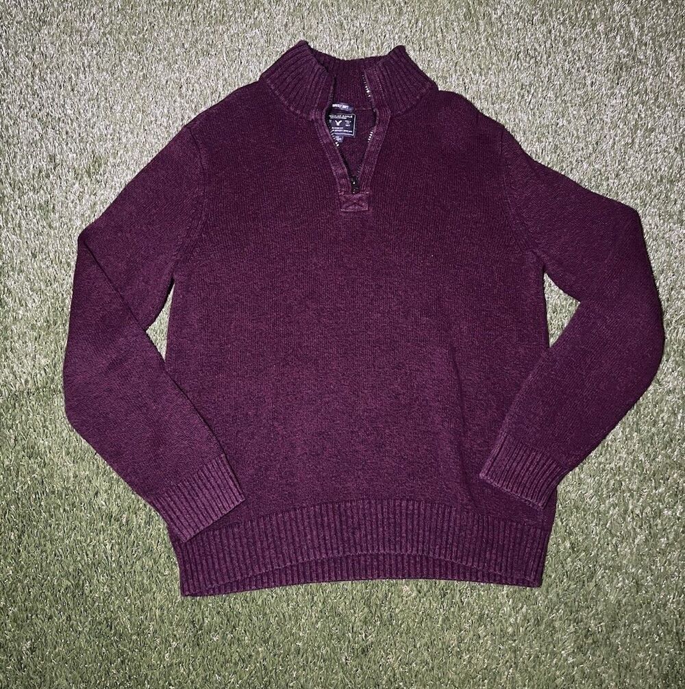 American Eagle Outfitters Purple Knit Mock Neck Sweater Men's Size L